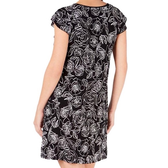 CHARTER CLUB FLUTTER SLEEVE KNIT NIGHTGOWN IN CLASSIC BLACK - Picture 2 of 7